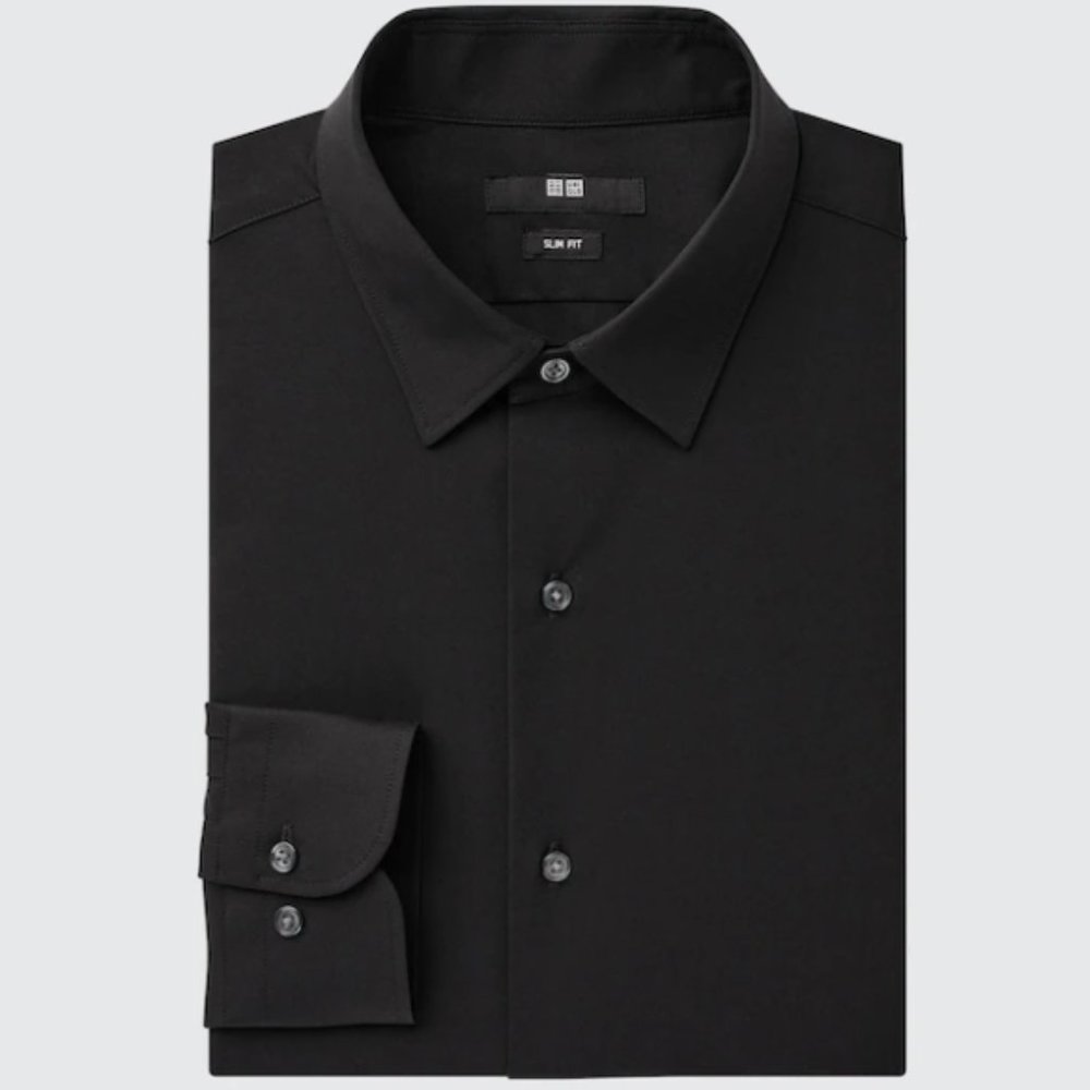 NWT Long-sleeve Classic Black Button-Down Oxford Shirt, Mens Small, Slim Fit